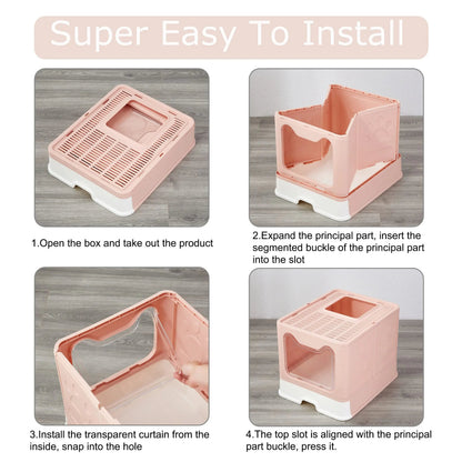 Hidden Cat Litter Box with Odor Control & Cleaning Tools