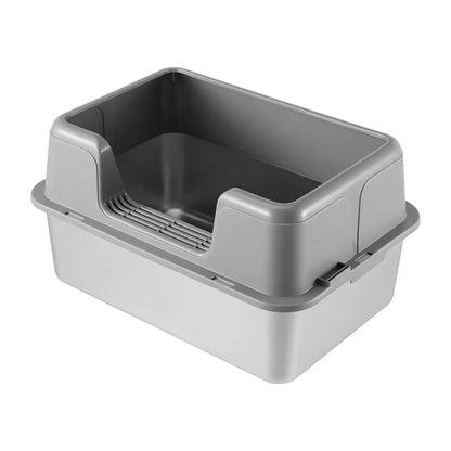 Large Covered Cat Litter Box with Metal Pan & Scoop