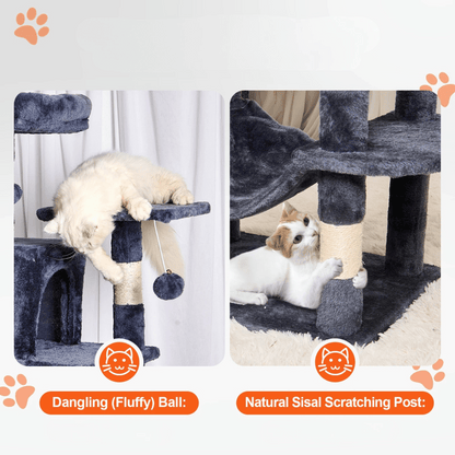 Tall Cat Tower with Multiple Levels and Hammock
