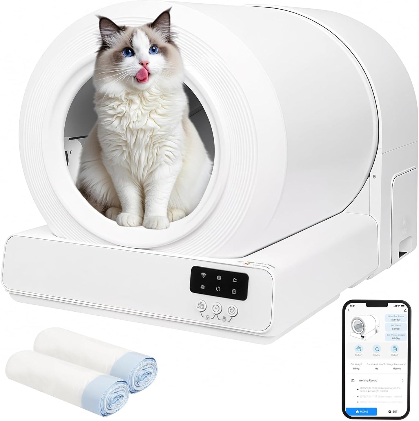 85L Smart Self-Cleaning Automatic Litter Box with App Control & 9 Safety Sensors