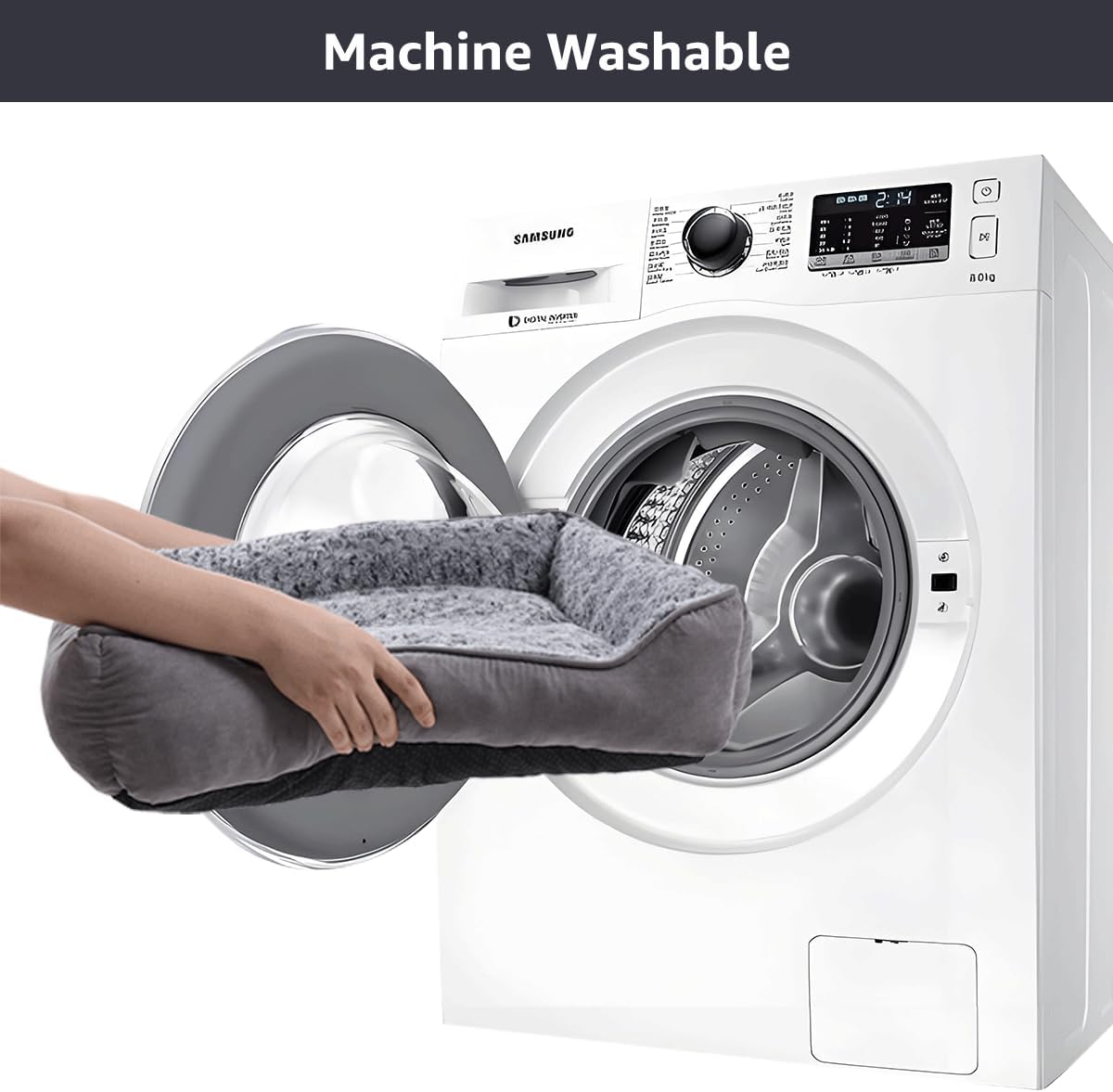 Small Dog Sofa Bed Washable, Soft Plush Calming Beds with Non-Slip Bottom - Anti-Anxiety Rectangle Puppy Mat (60 x 45 cm, Grey)