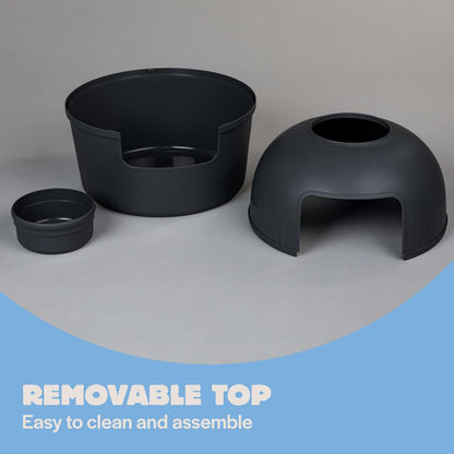 Cat Litter Box - Flower XXL – Hidden Cat Toilet – For Large Cats – With Large Entrance (51 cm) & Removable Top – Black