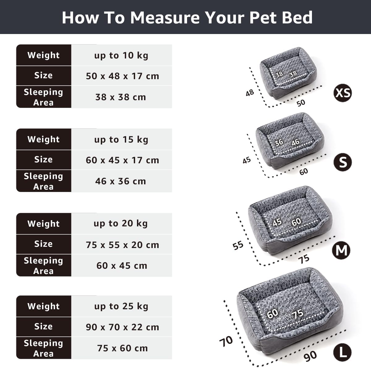 Small Dog Sofa Bed Washable, Soft Plush Calming Beds with Non-Slip Bottom - Anti-Anxiety Rectangle Puppy Mat (60 x 45 cm, Grey)