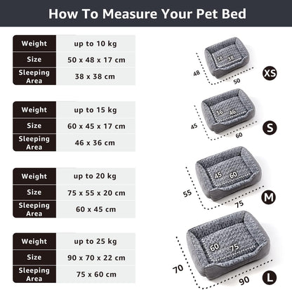 Small Dog Sofa Bed Washable, Soft Plush Calming Beds with Non-Slip Bottom - Anti-Anxiety Rectangle Puppy Mat (60 x 45 cm, Grey)