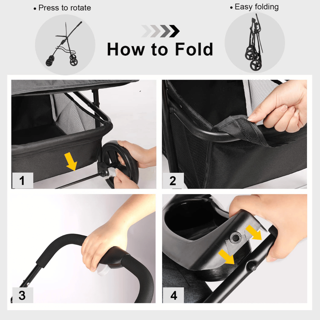 Large Collapsible Pet Stroller with Storage Compartment