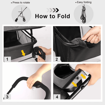 Large Collapsible Pet Stroller with Storage Compartment
