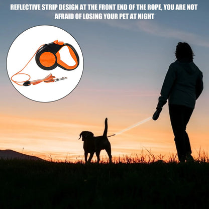 Durable Retractable Dog Leash with Comfort Grip & Reflective Cord