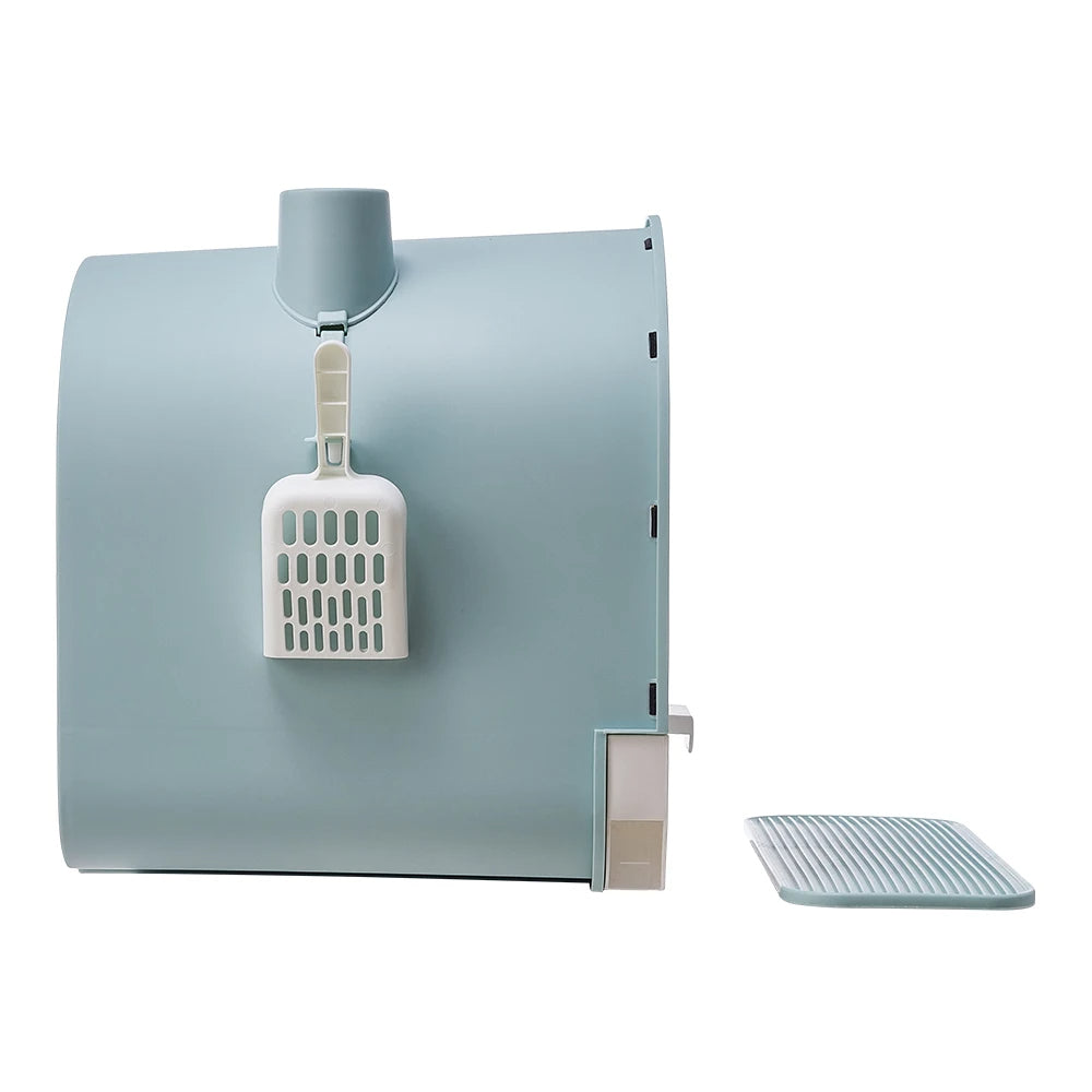 Stylish Cat Litter Box with Removable Tray & Scoop