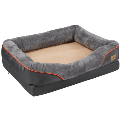Large Comfort Dog Bed | Waterproof, Plush Bolster, Machine Washable