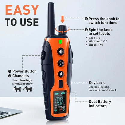 Long Range Waterproof Dog Training Collar & Remote