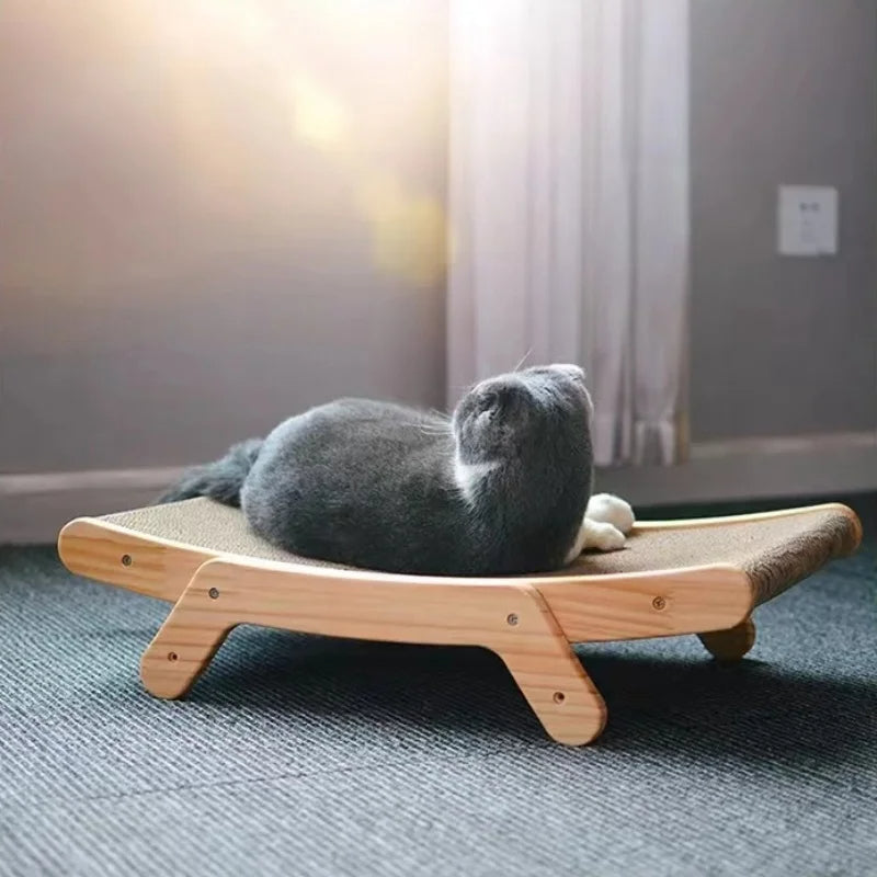 Durable Wooden Cat Scratcher with Adjustable Post