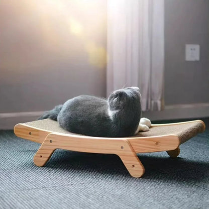 Durable Wooden Cat Scratcher with Adjustable Post