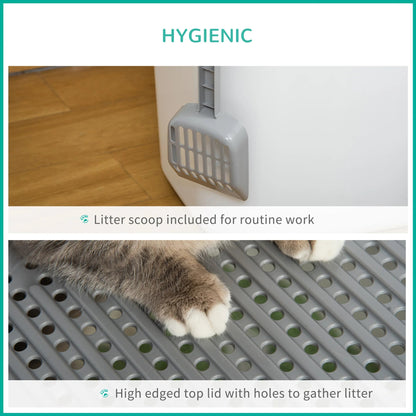 Easy Clean Covered Cat Litter Box with Scoop
