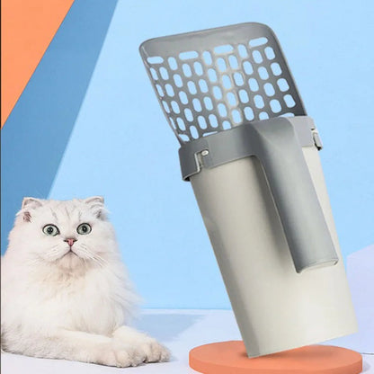 Convenient Cat Litter Box Scoop with Built-In Trash Can