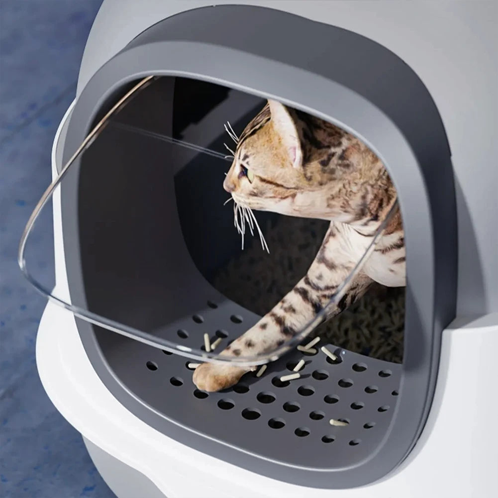 Large Covered Cat Litter Box with UV Sanitizer & Anti Slip Base