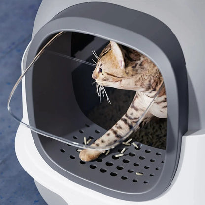 Large Covered Cat Litter Box with UV Sanitizer & Anti Slip Base