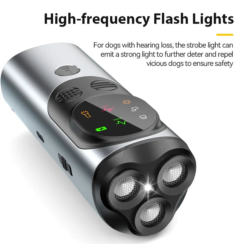 Portable Dog Trainer with Ultrasonic Bark Control and Flashlight