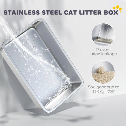 Spacious Covered Cat Litter Box with Easy Clean Tray