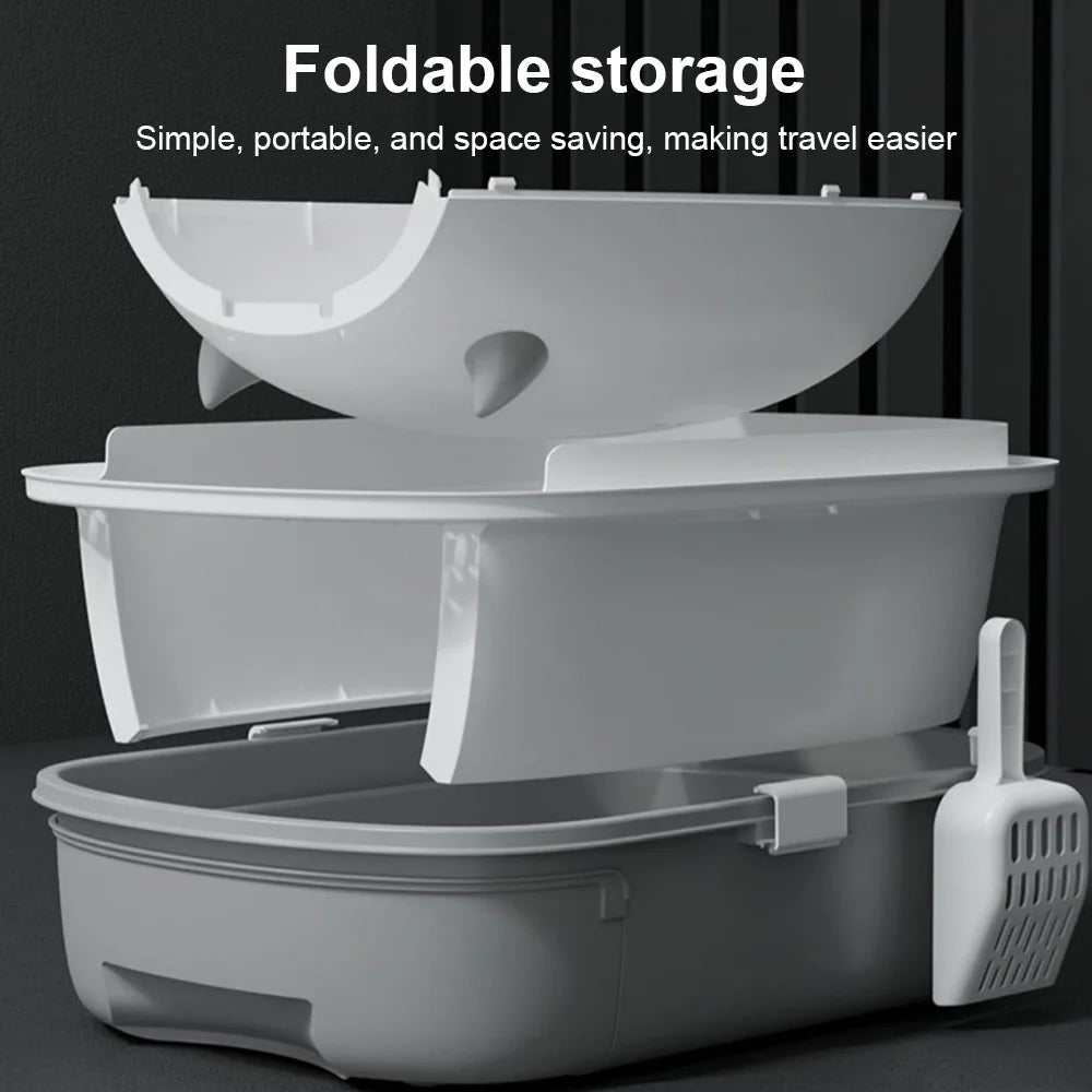 Easy Clean Cat Litter Box with Sliding Door