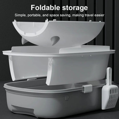 Easy Clean Cat Litter Box with Sliding Door
