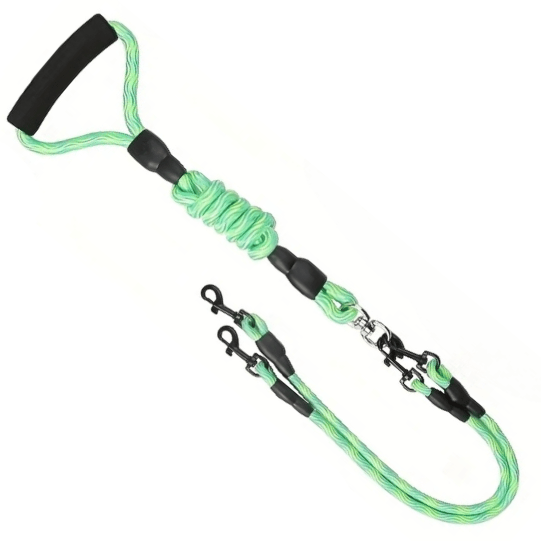 Durable Dual Dog Leash with Tangle Free Swivel & Comfort Grip
