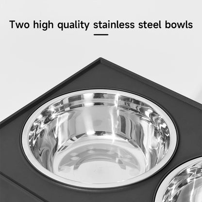 Durable Raised Dog Feeder with 3 Heights & 2 Steel Bowls