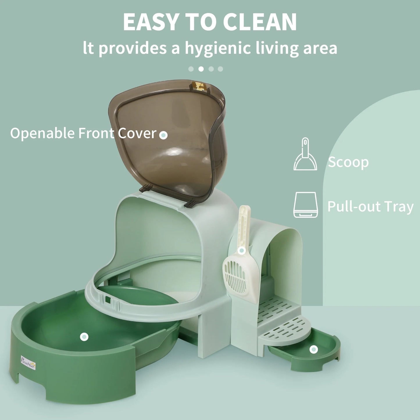 Easy Clean Covered Cat Litter Box with Slide Out Tray