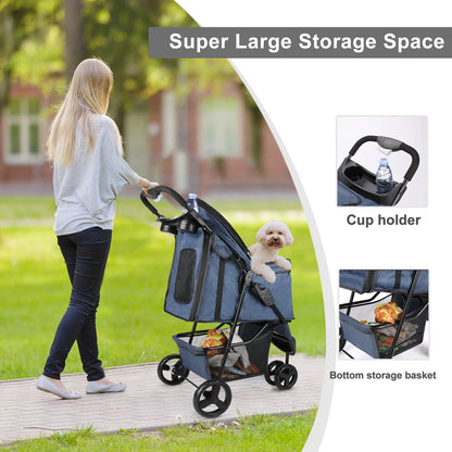 Lightweight Pet Stroller with Large Storage Compartment