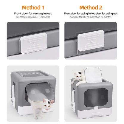 Easy Clean Hidden Cat Litter Box with Removable Tray