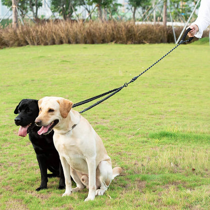 Durable Dual Dog Leash with Comfort Grip & Reflective Strap