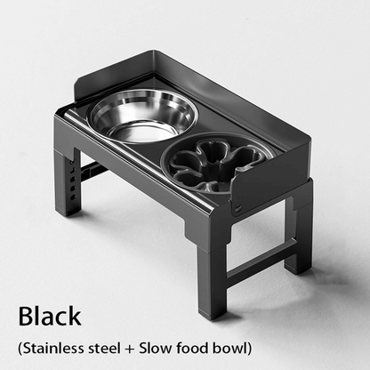 Elevated Pet Feeder with Stainless Steel Slow Feed Bowls