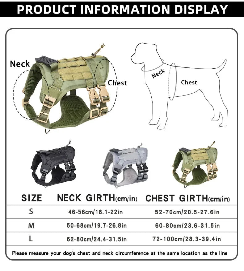Durable Outdoor Dog Vest with Handle for Large Breeds