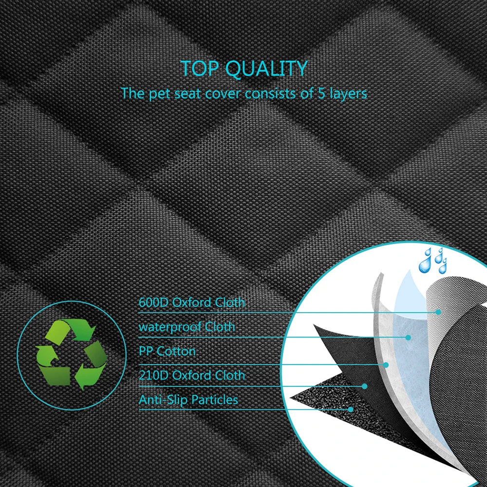 Durable Pet Car Seat Protector with Zipper for Back Seat
