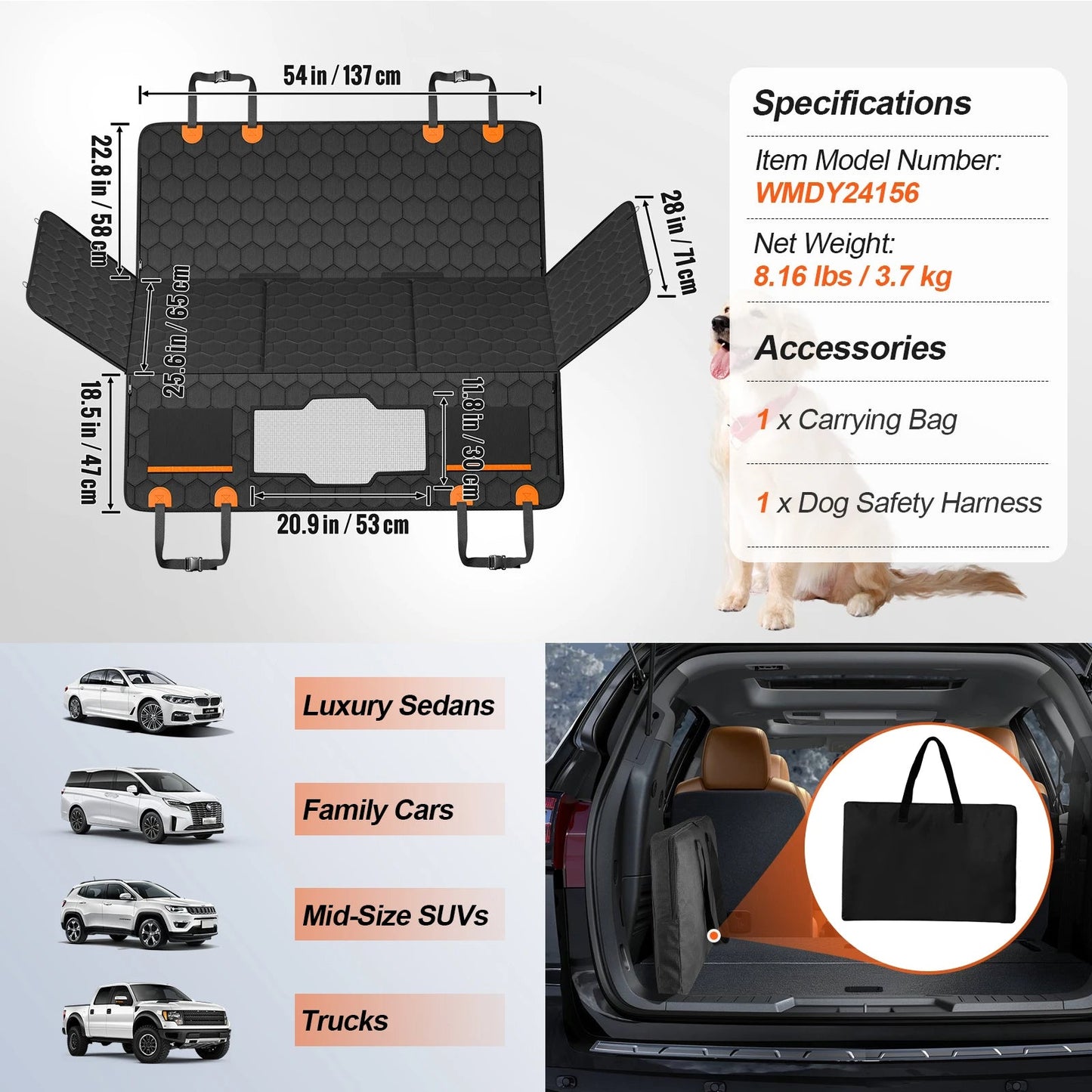 Durable Full Back Seat Pet Car Cover Protector