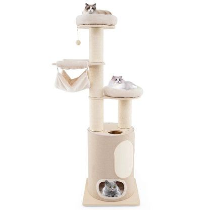 Large Cat Tower with Plush Perches and Hammock - LifyPet