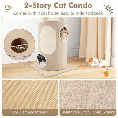 Large Cat Tower with Plush Perches and Hammock