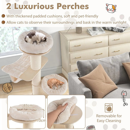 Large Cat Tower with Plush Perches and Hammock