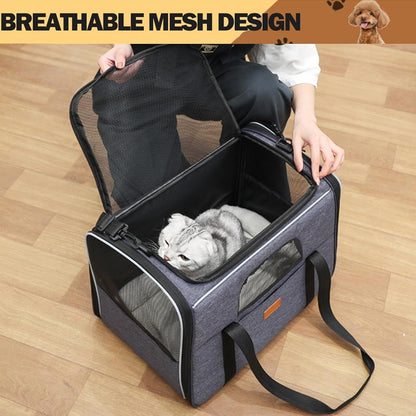 Premium Foldable Lightweight Cat & Dog Carrier with Removable Mat - Top Opening, Portable, Perfect for Cats & Dogs