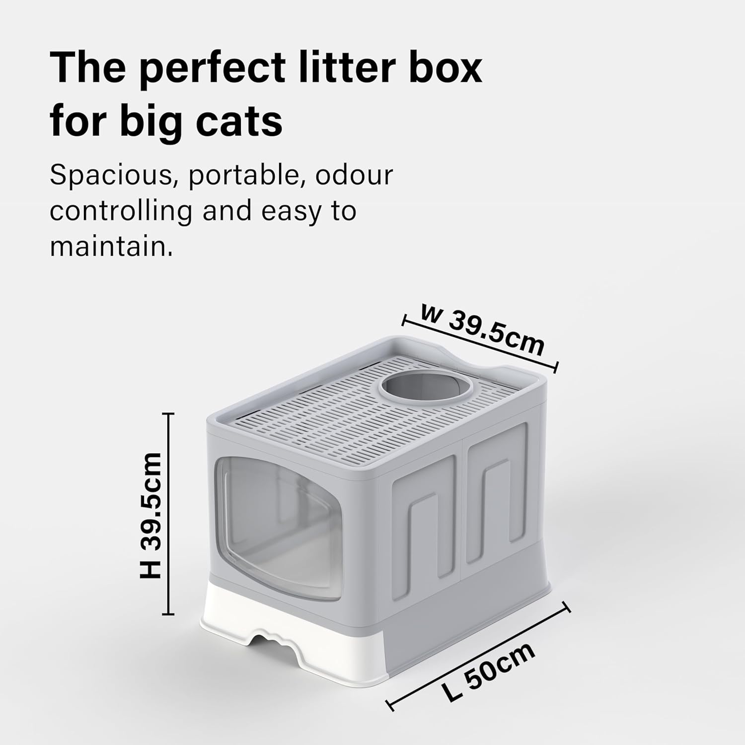 Large Cat Litter Box Litter Tray, Foldable Litter Box with Lid, Scoop, Flap Door, Slide-Out Tray for Easy Cleaning, Large Anti-Splashing Hooded Space Cat Litter Tray