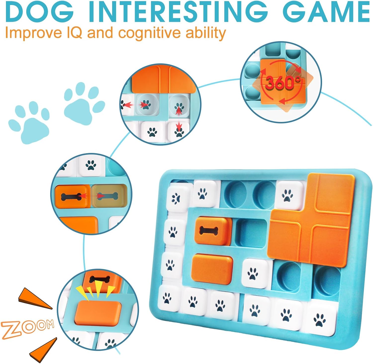 Interactive Dog Puzzle Feeder, Treat Dispenser Dog Puzzle Toys with Squeaker & Non-Slip, Slow Feeder Bowl for Mental Enrichment, IQ Training & Anxiety Relief (Style 2)