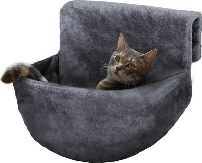 Deluxe Radiator Cat Bed, Round Cosy and warm fleece beds Basket Cradle Hammock, Solid & Durable Iron Frame handling heavier Animals, Perfect for Cats, Kittens, Puppy Dog (Black)