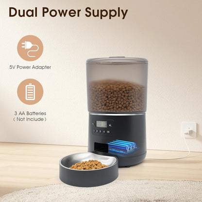 Automatic Cat Feeder with Timer - 3-4L Large Capacity,Cat Food Dispenser,Programmable 4 Meals Daily,Precise Portion Control,Ideal for Cats and Pets