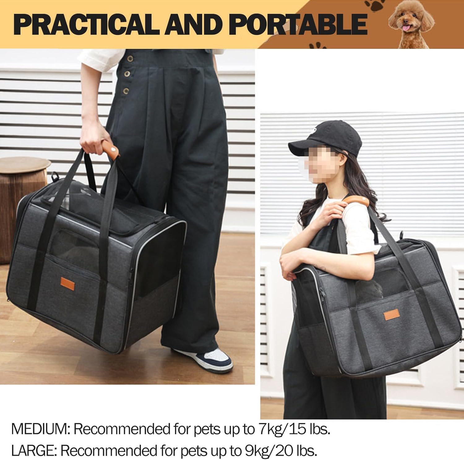 Premium Foldable Lightweight Cat & Dog Carrier with Removable Mat - Top Opening, Portable, Perfect for Cats & Dogs