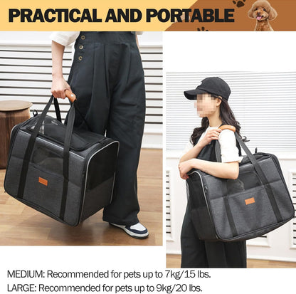 Premium Foldable Lightweight Cat & Dog Carrier with Removable Mat - Top Opening, Portable, Perfect for Cats & Dogs