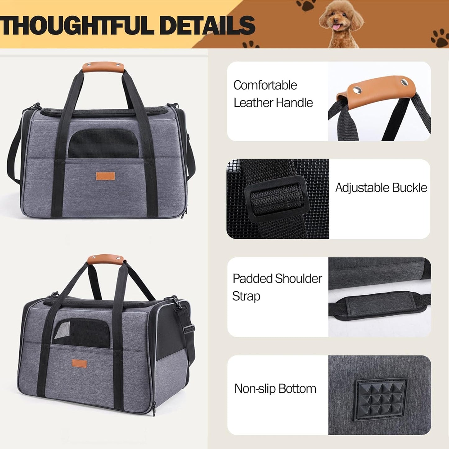 Premium Foldable Lightweight Cat & Dog Carrier with Removable Mat - Top Opening, Portable, Perfect for Cats & Dogs