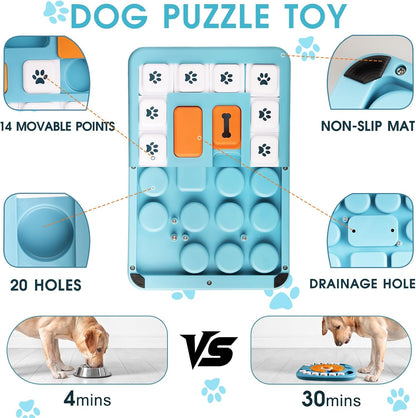 Interactive Dog Puzzle Feeder, Treat Dispenser Dog Puzzle Toys with Squeaker & Non-Slip, Slow Feeder Bowl for Mental Enrichment, IQ Training & Anxiety Relief (Style 2)