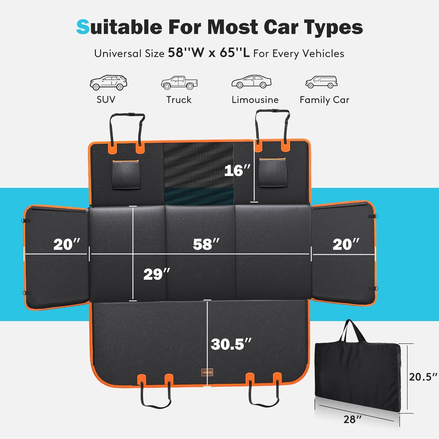 Back Seat Extender for Dogs, Car Seat Cover Upgraded PU Leather Waterproof Dog Hammock for Car, Anti-Scratch Back Seat Cover with Hard Bottom for Cars, Trucks and SUVs