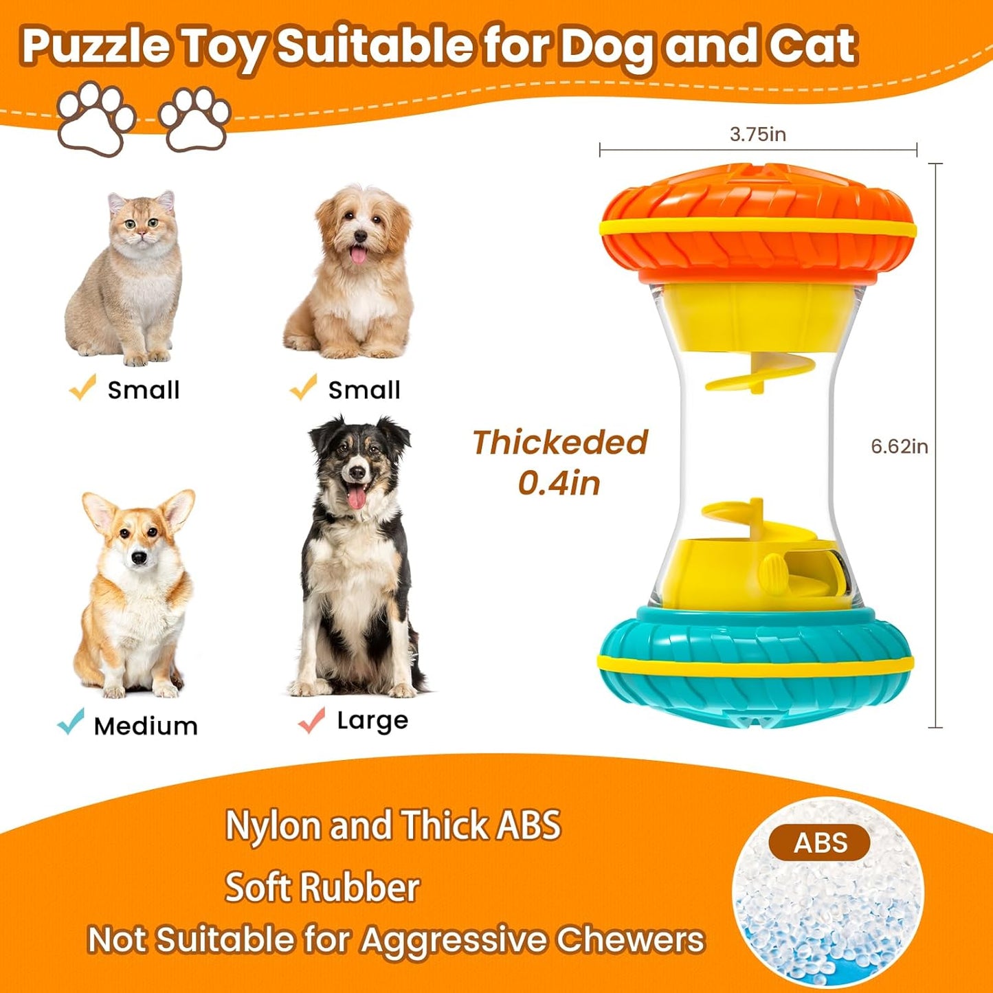 Interactive Dog Toys for Boredom, Dog Puzzle Toys for Mental Stimulation, Treat Dispenser Slow Feeder Enrichment Toy