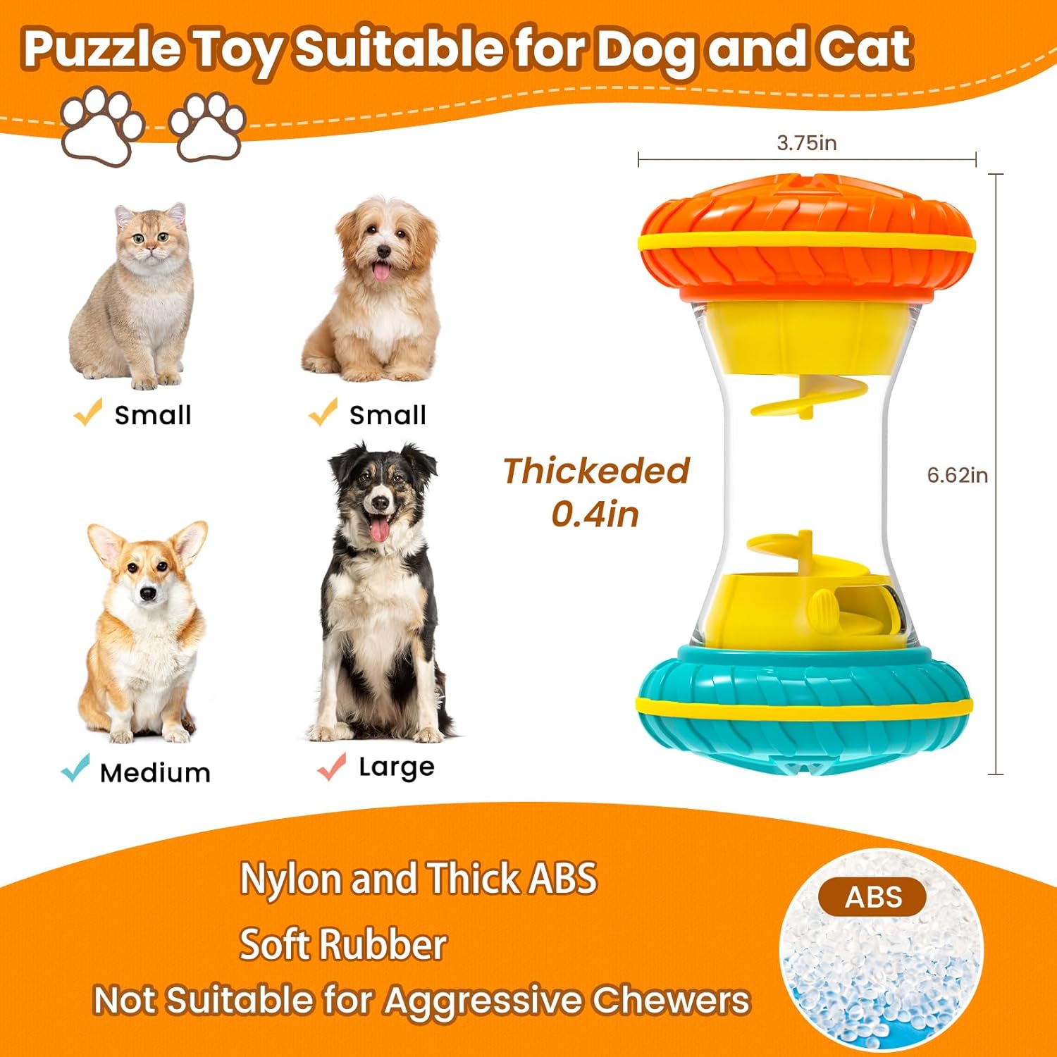 Interactive Dog Toys for Boredom, Dog Puzzle Toys for Mental Stimulation, Treat Dispenser Slow Feeder Enrichment Toy