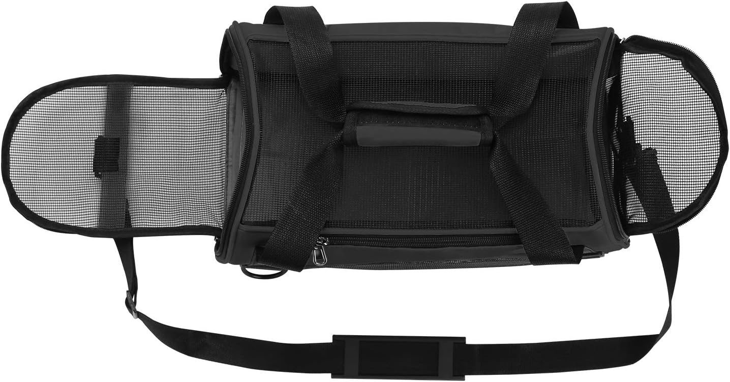 Cat Carrier Airline Approved Pet Carrier,Soft-Sided Travel for Cats Dogs Puppy Comfort Portable Foldable Bag,Airline (S, BLACK)